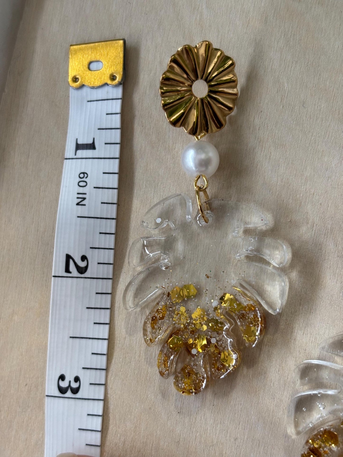Shiny Monstera Delisiosa leaf earrings