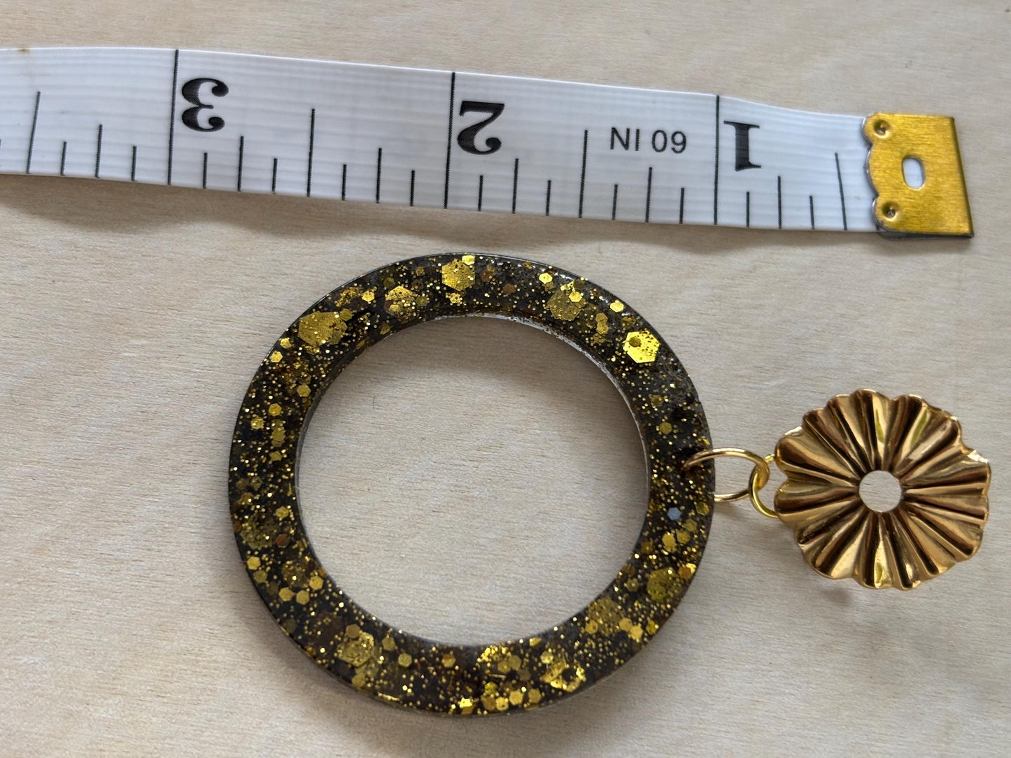 Glittery Black Dangle Hoop