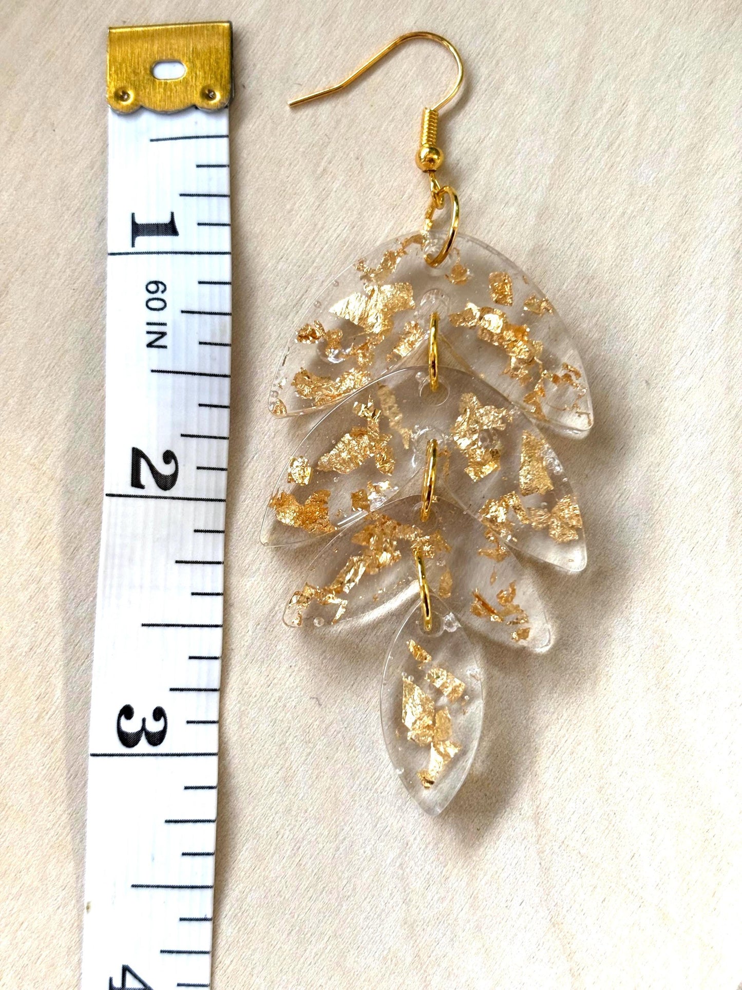 Leaf Earrings With Golden Flakes