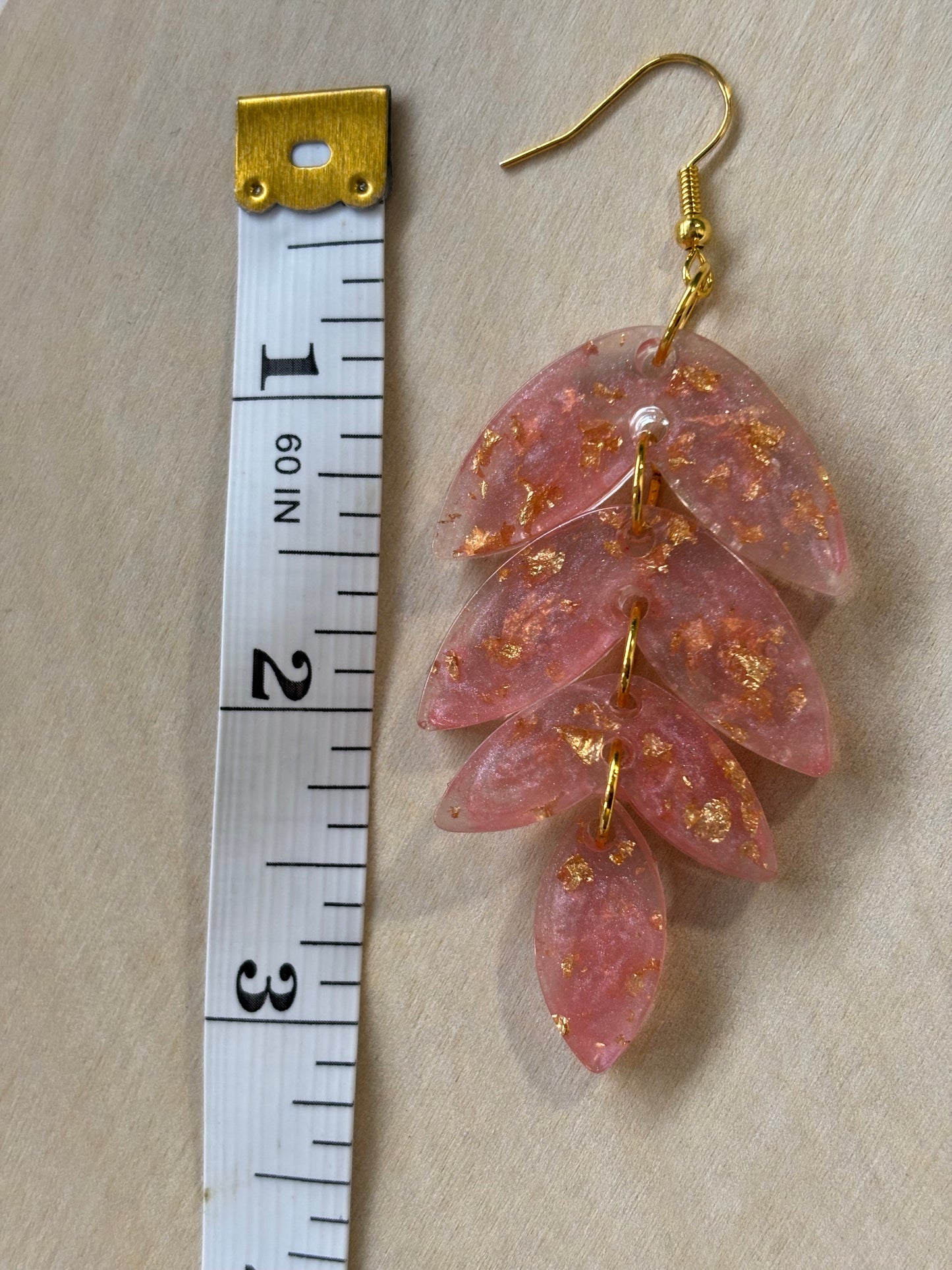 Leaf Earrings With Golden Flakes