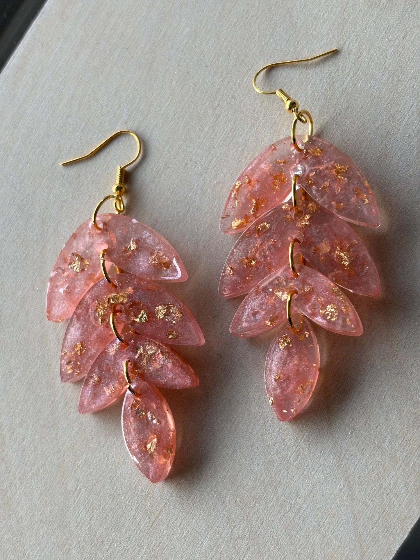 Leaf Earrings With Golden Flakes
