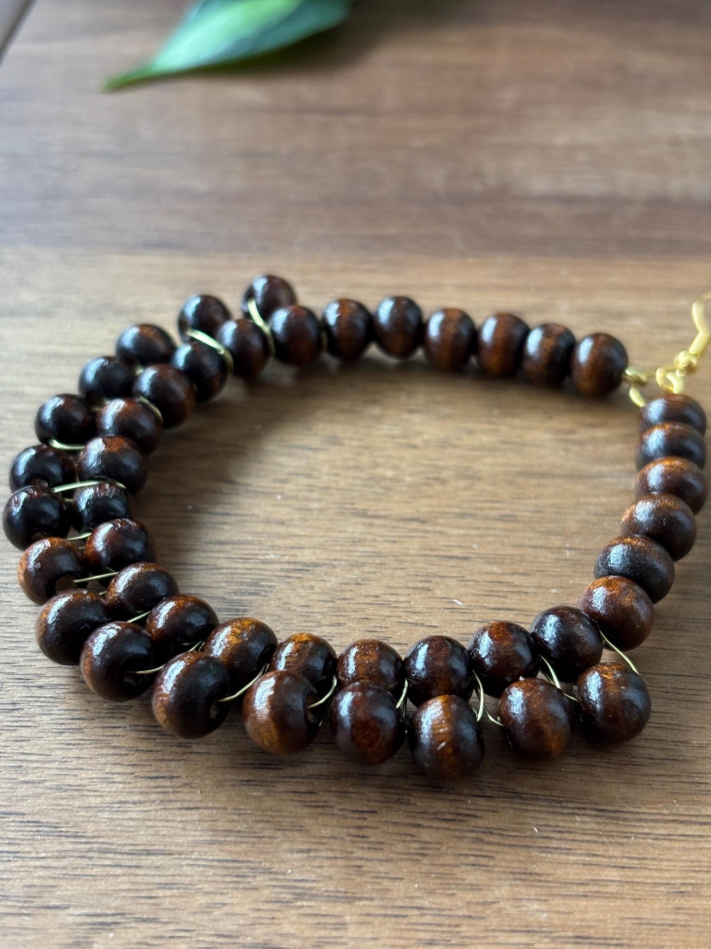Wooden beads Hoop earrings